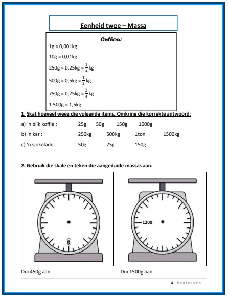 wiskunde graad 4 meting clipart