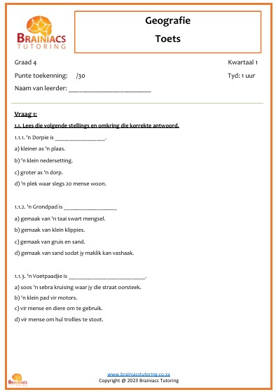 Geografie toets - Gr.4 - Kwartaal 1 - Image 2